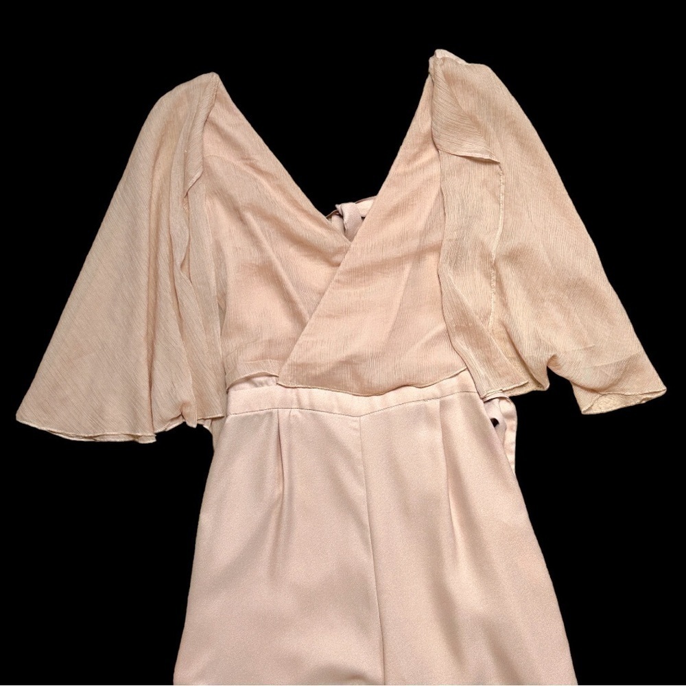Zara Basic Blush Short Flutter Sleeve Jumpsuit US S - Picture 2 of 8